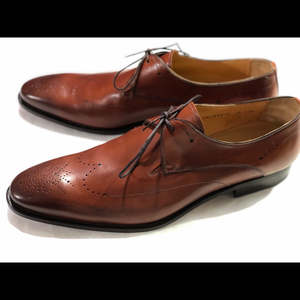 SANTONI MEN’S DERBY LACE UP SHOES SIZE: 11.5
